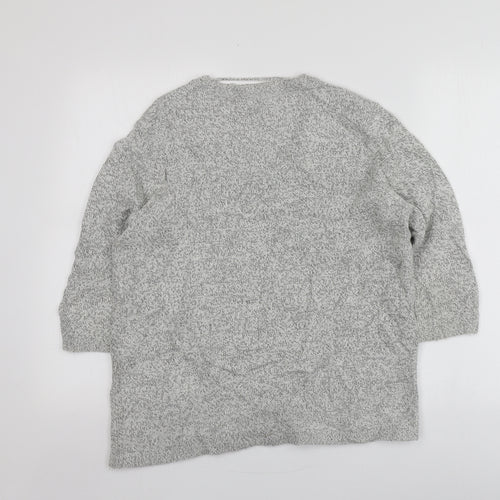 Damart Womens Grey V-Neck Geometric Acrylic Pullover Jumper Size 14