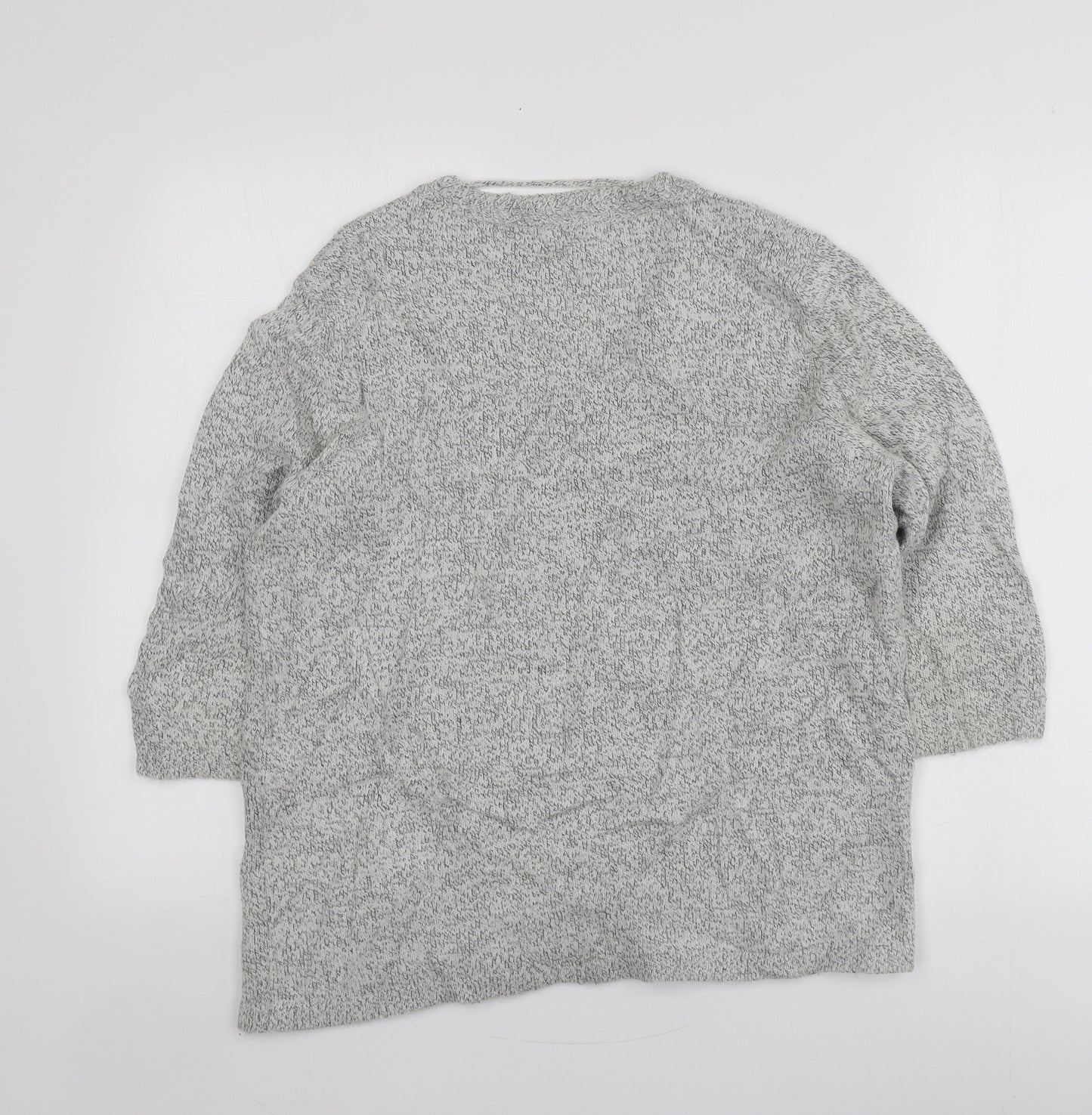 Damart Womens Grey V-Neck Geometric Acrylic Pullover Jumper Size 14