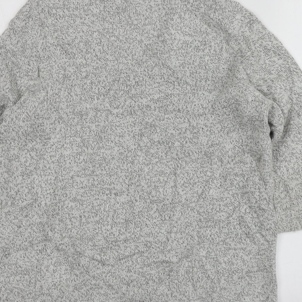 Damart Womens Grey V-Neck Geometric Acrylic Pullover Jumper Size 14