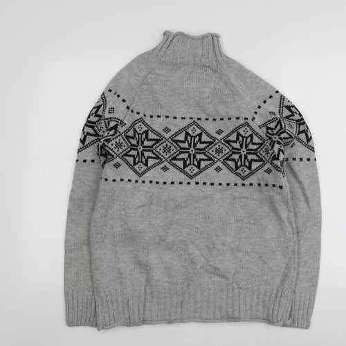 Lure-2 Mens Grey High Neck Geometric Acrylic Pullover Jumper Size XL