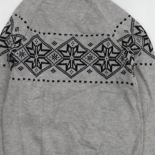 Lure-2 Mens Grey High Neck Geometric Acrylic Pullover Jumper Size XL
