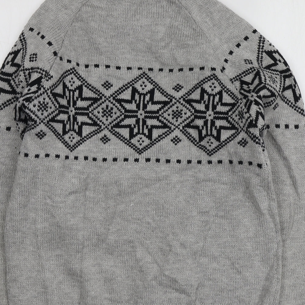 Lure-2 Mens Grey High Neck Geometric Acrylic Pullover Jumper Size XL