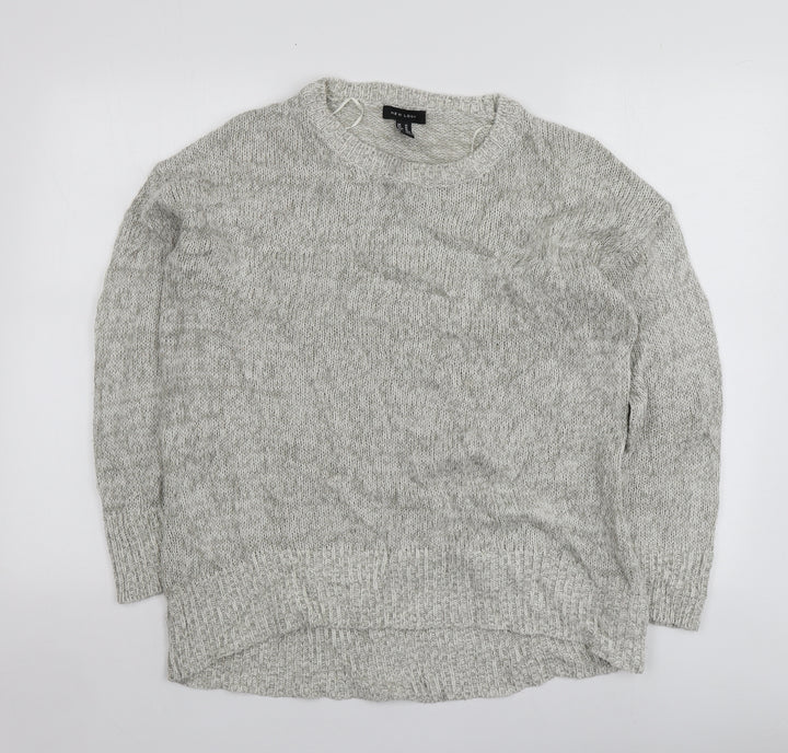 New Look Mens Grey Round Neck Acrylic Pullover Jumper Size M