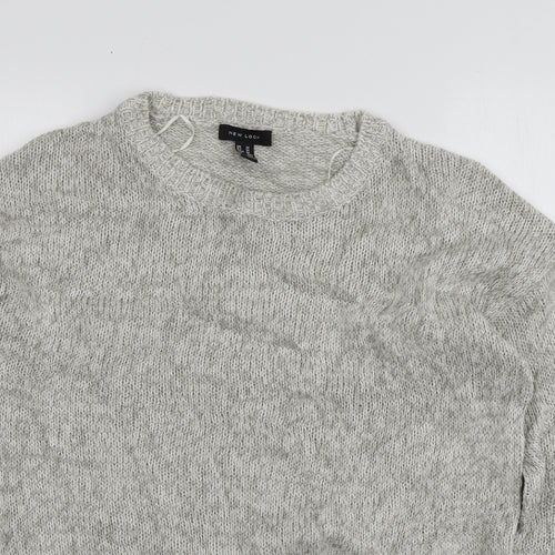 New Look Mens Grey Round Neck  Acrylic Pullover Jumper Size M