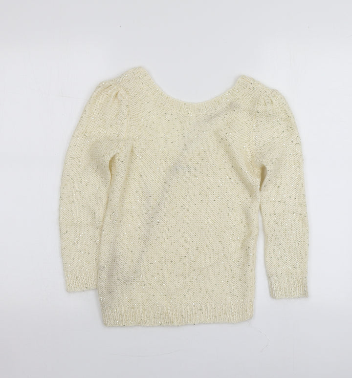 Kookai Womens Ivory Round Neck  Acrylic Pullover Jumper Size XS