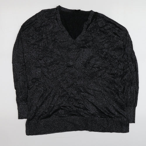 Topshop Womens Black Round Neck  Viscose Pullover Jumper Size 12