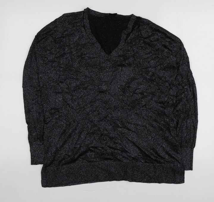 Topshop Womens Black Round Neck  Viscose Pullover Jumper Size 12