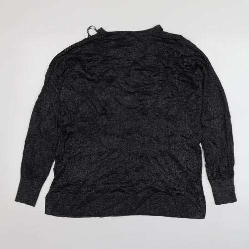 Topshop Womens Black Round Neck  Viscose Pullover Jumper Size 12