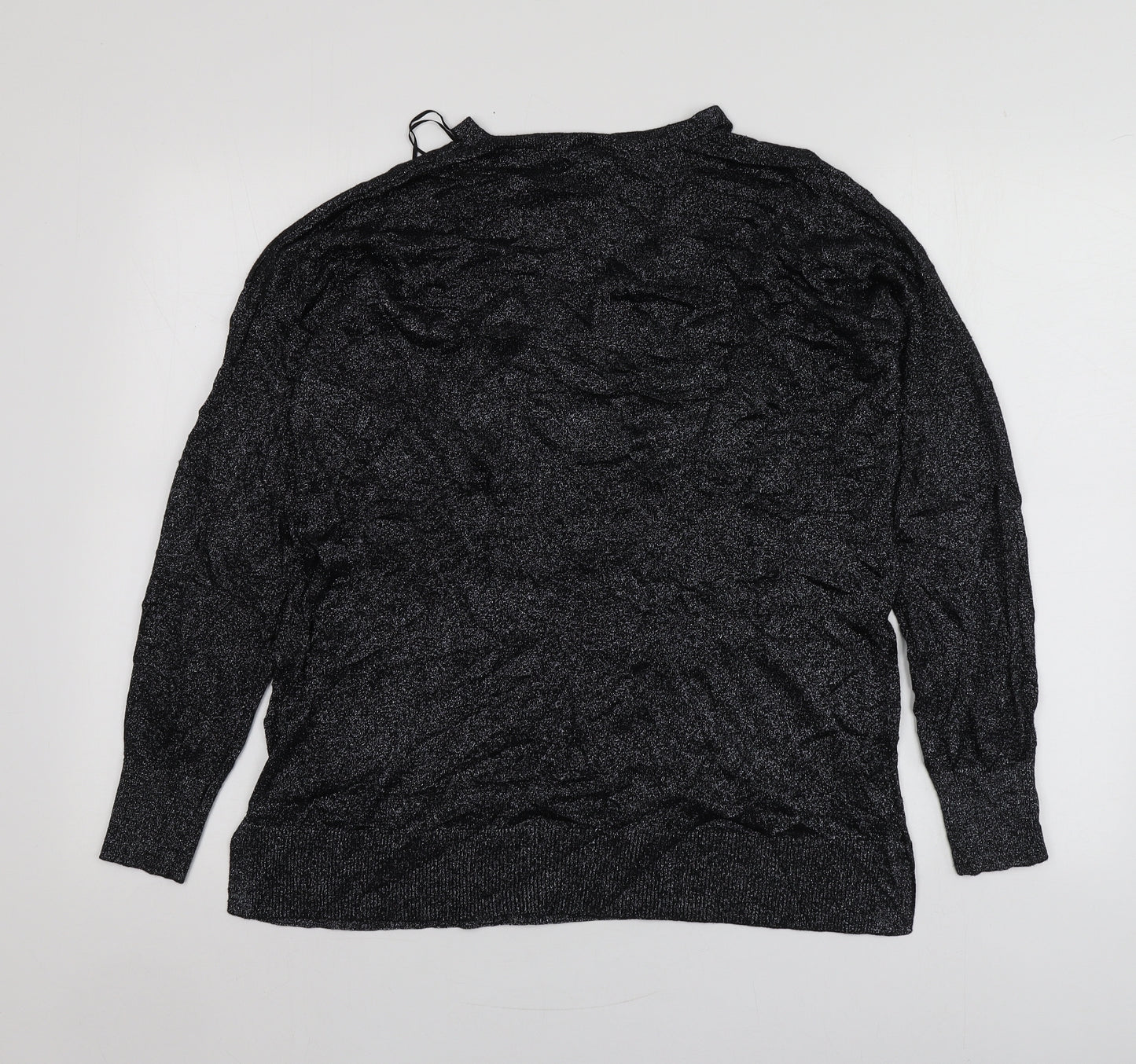 Topshop Womens Black Round Neck  Viscose Pullover Jumper Size 12
