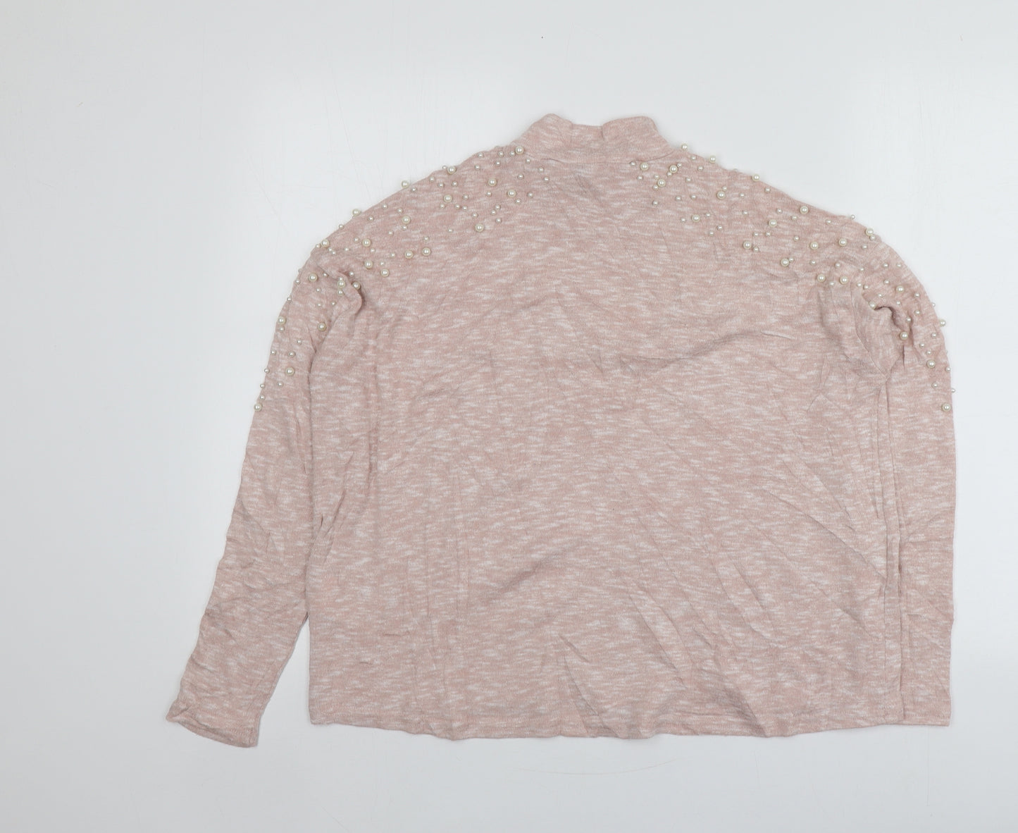 H&M Womens Pink High Neck  Polyester Pullover Jumper Size S