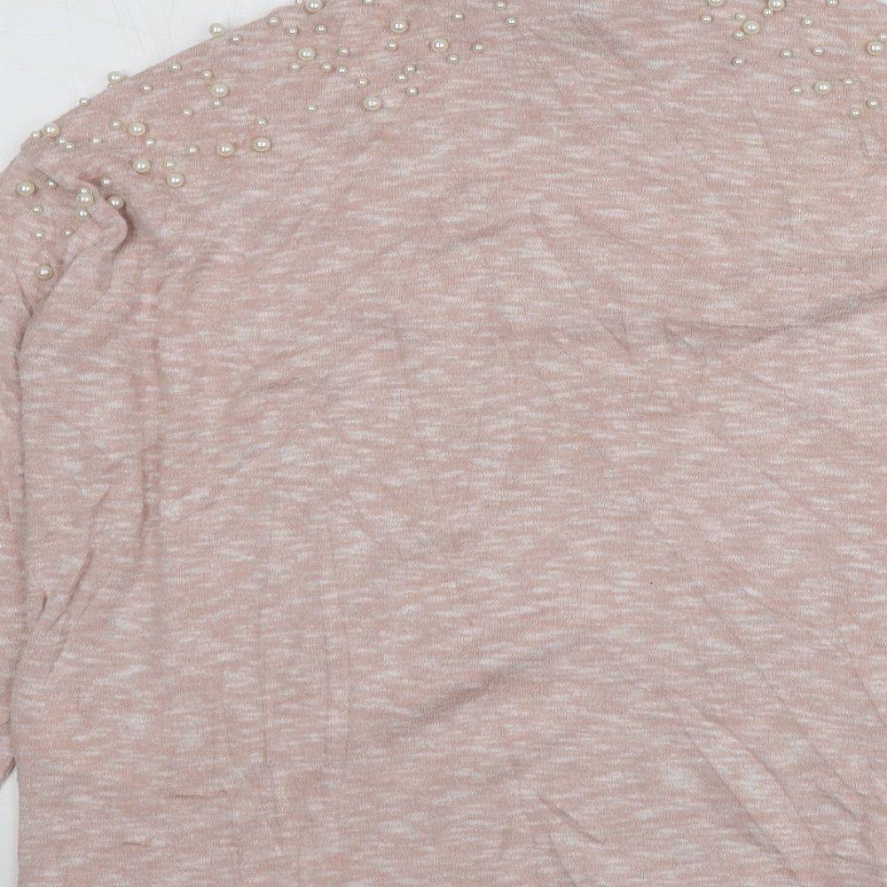 H&M Womens Pink High Neck  Polyester Pullover Jumper Size S