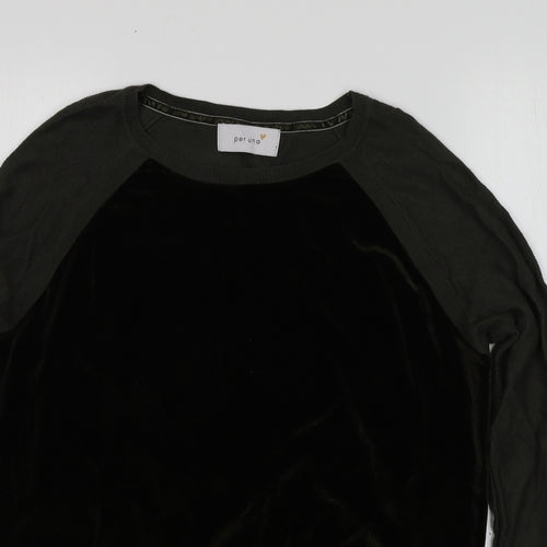 Pewr Una Womens Green Round Neck  Viscose Pullover Jumper Size 12
