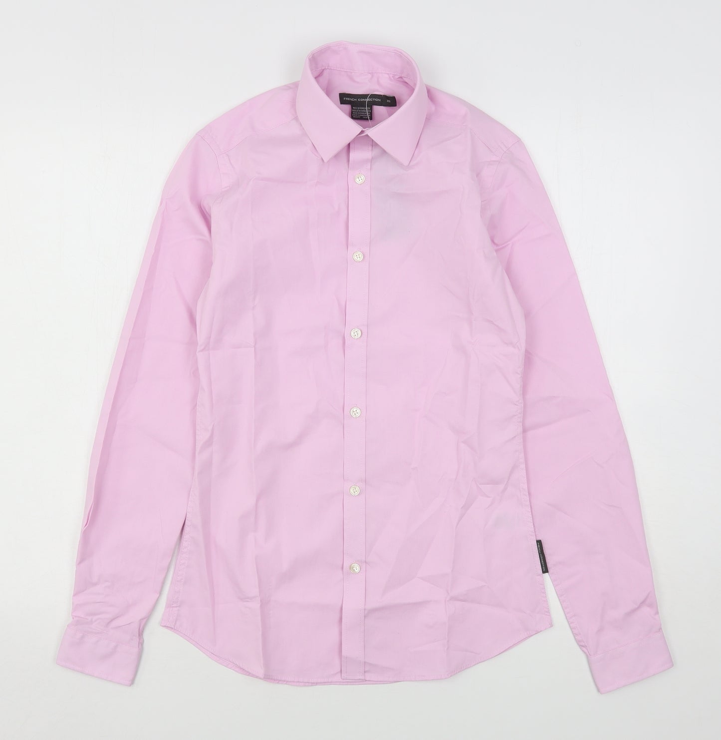 French Connection Mens Pink  Cotton  Dress Shirt Size XS Collared