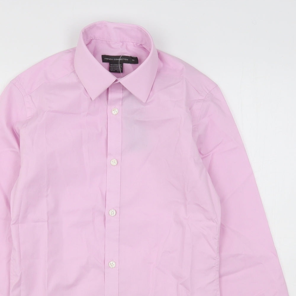 French Connection Mens Pink  Cotton  Dress Shirt Size XS Collared