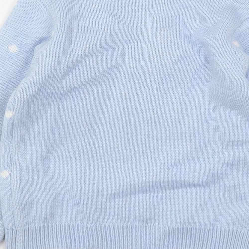 Disney Girls Blue Round Neck Polka Dot Polyester Pullover Jumper Size 4-5 Years   - Frozen