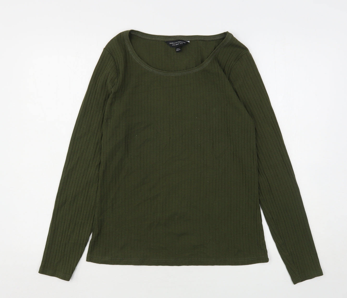 Dorothy Perkins Womens Green  Cotton Basic T-Shirt Size 16 Round Neck