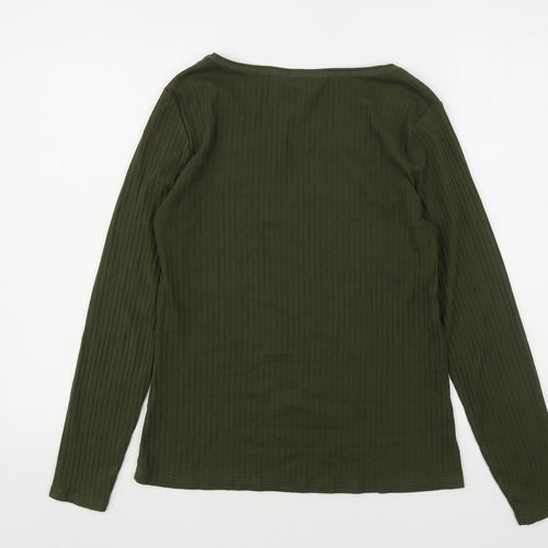 Dorothy Perkins Womens Green  Cotton Basic T-Shirt Size 16 Round Neck