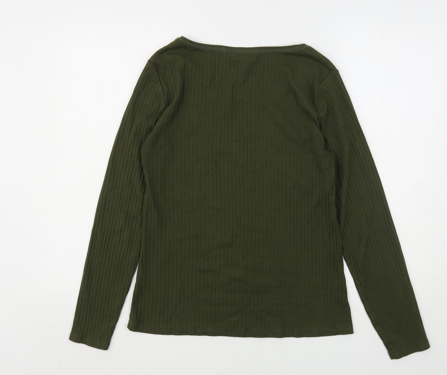 Dorothy Perkins Womens Green  Cotton Basic T-Shirt Size 16 Round Neck