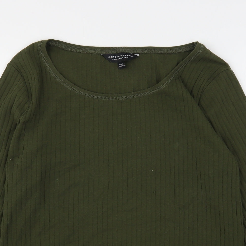 Dorothy Perkins Womens Green  Cotton Basic T-Shirt Size 16 Round Neck
