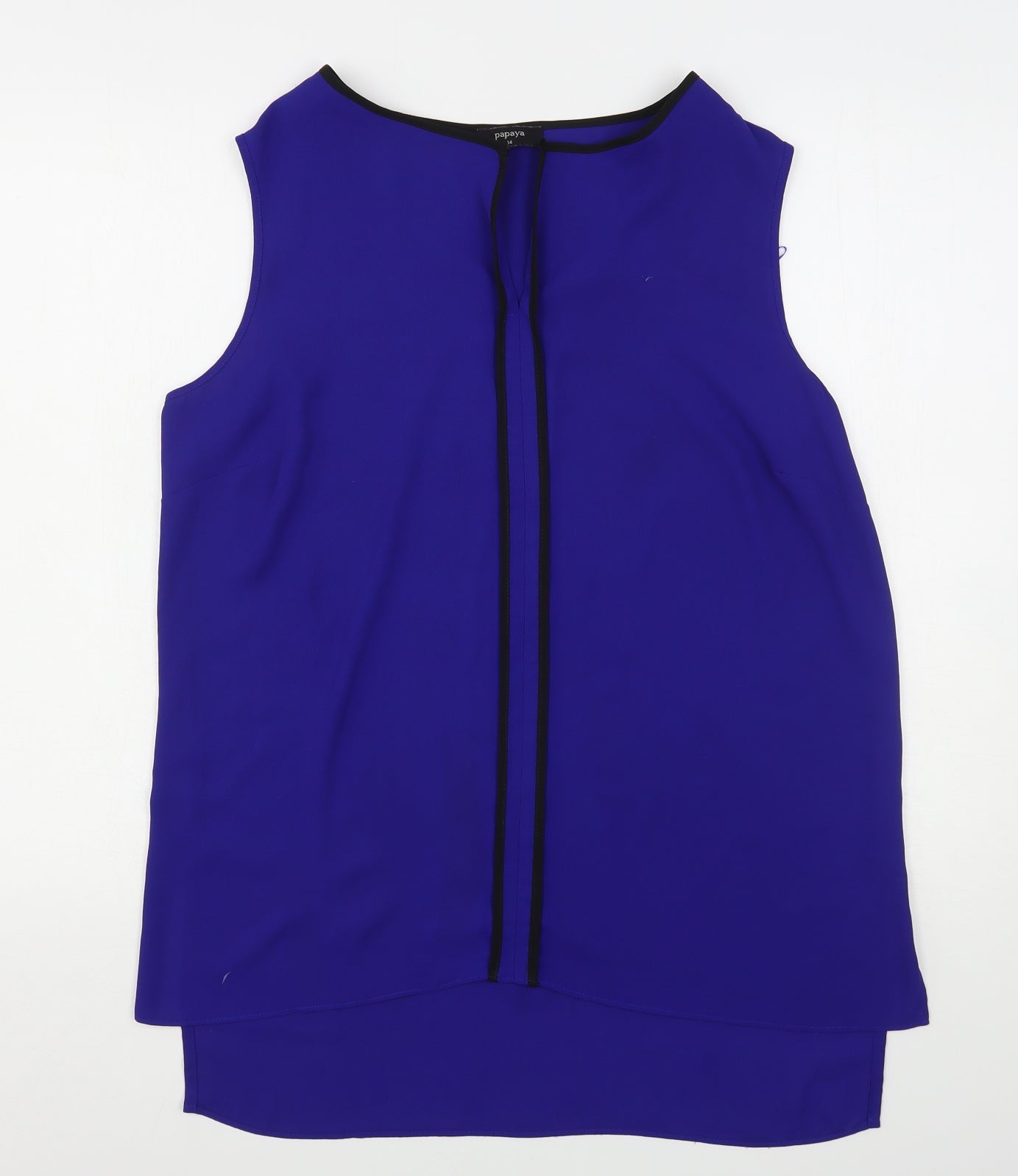 Papaya Womens Blue  Polyester Basic Blouse Size 14 Round Neck