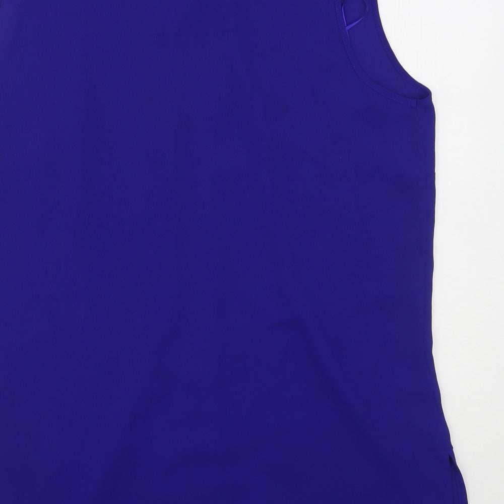 Papaya Womens Blue  Polyester Basic Blouse Size 14 Round Neck