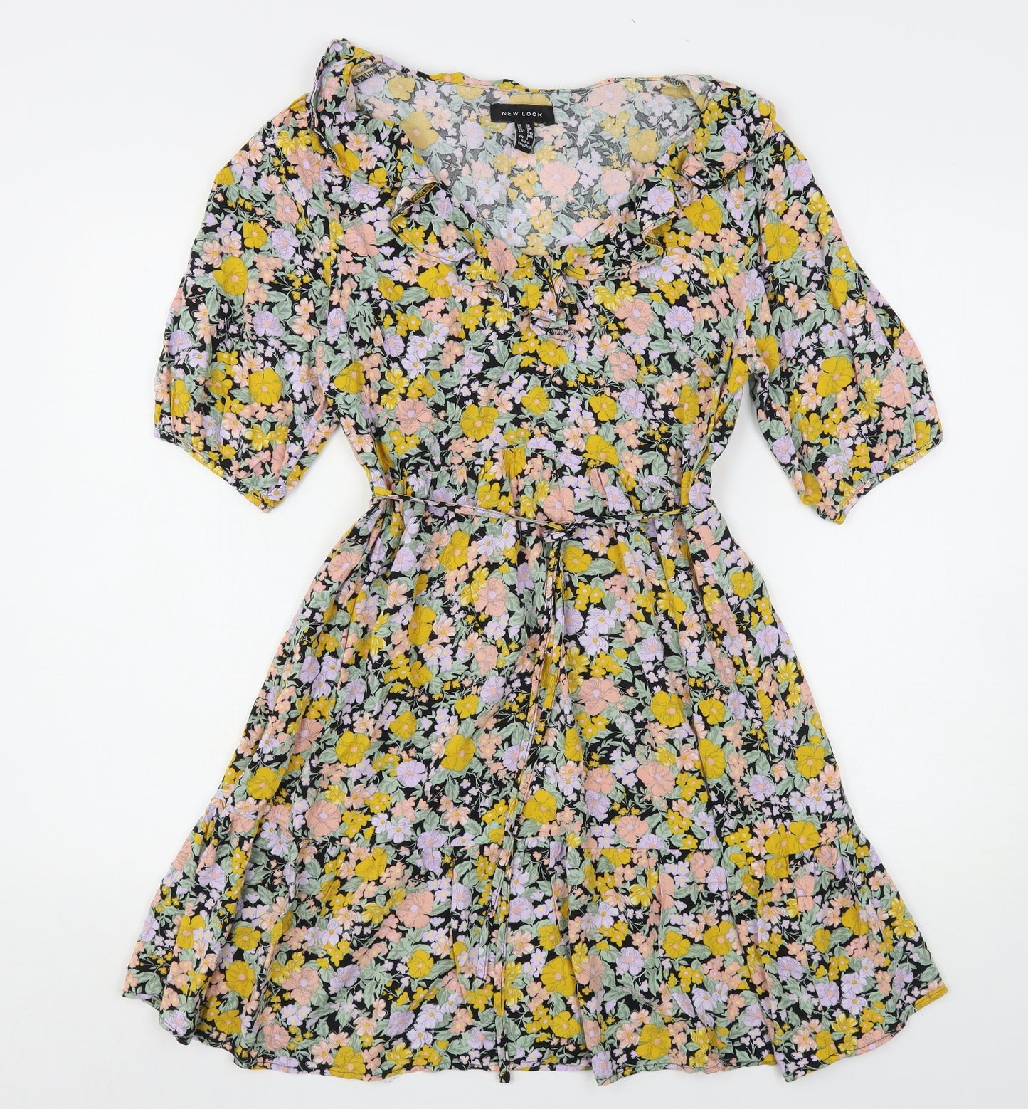New Look Womens Multicoloured Floral Viscose A-Line  Size 10  V-Neck
