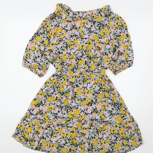 New Look Womens Multicoloured Floral Viscose A-Line  Size 10  V-Neck