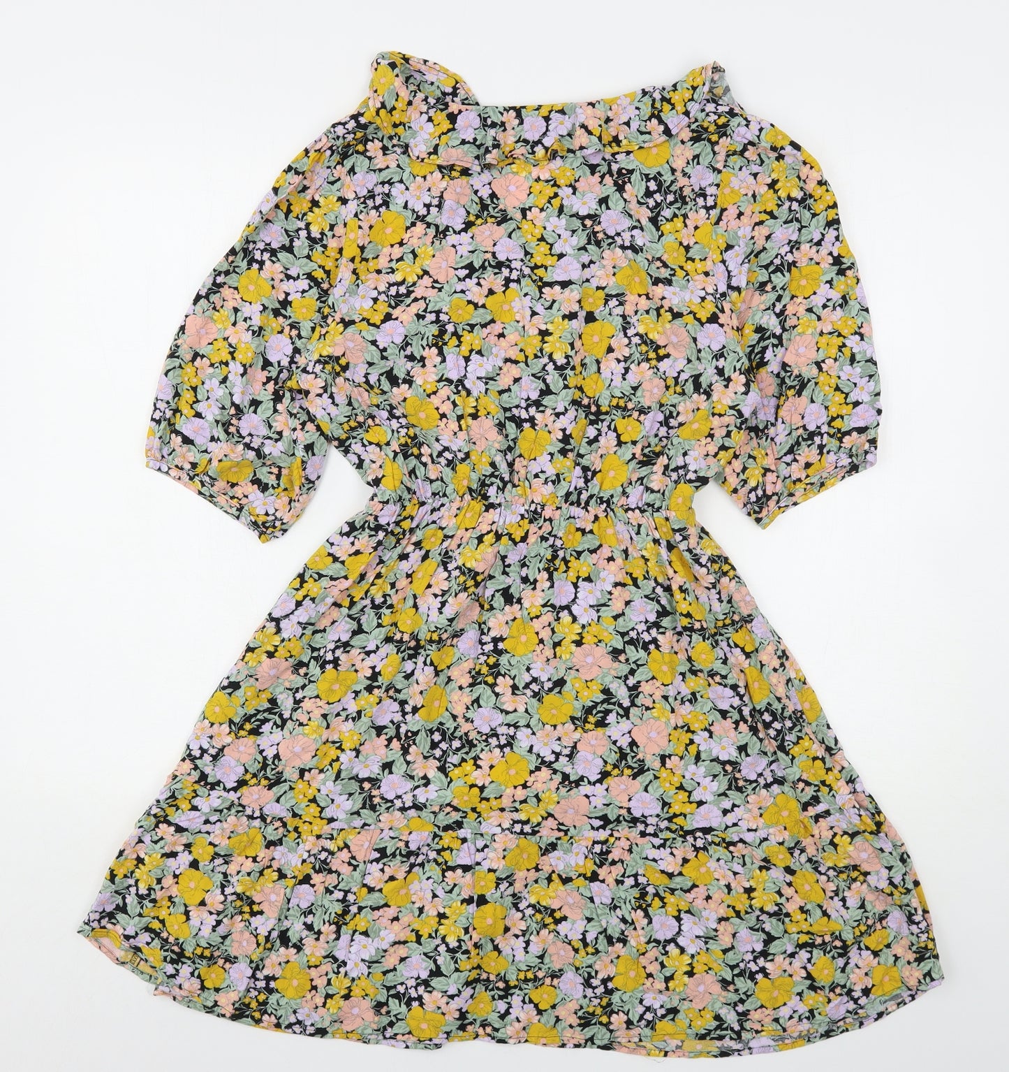 New Look Womens Multicoloured Floral Viscose A-Line  Size 10  V-Neck