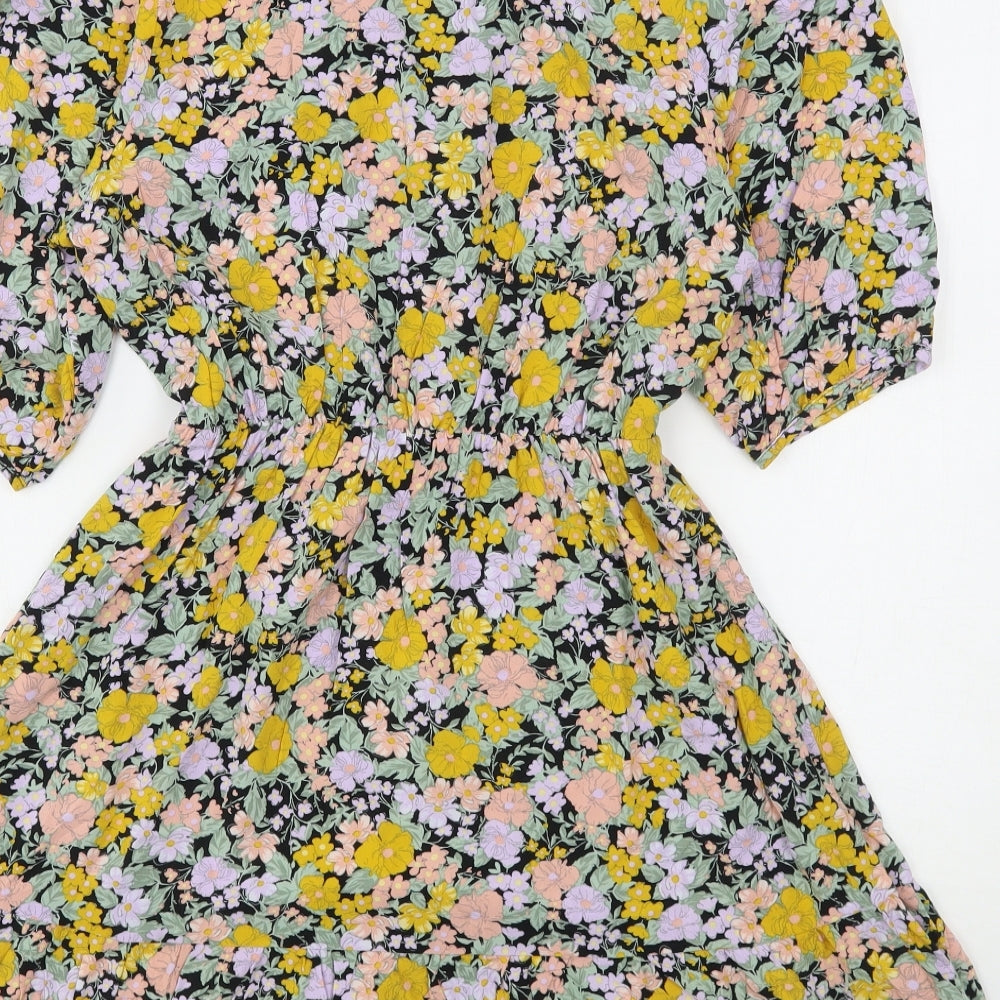 New Look Womens Multicoloured Floral Viscose A-Line  Size 10  V-Neck