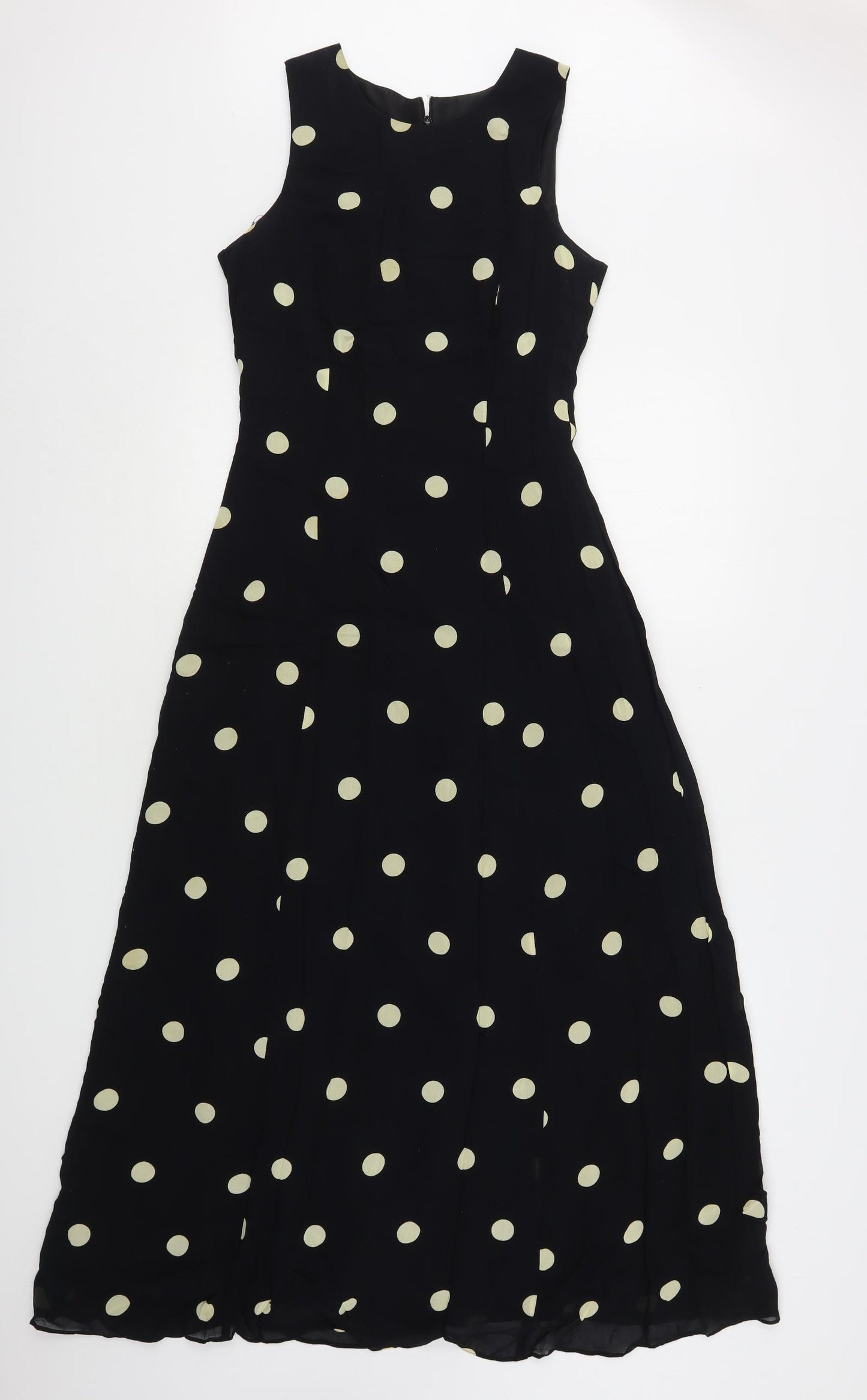 Joseph Ridkoff  Womens Black Polka Dot Rayon A-Line  Size 10  Round Neck
