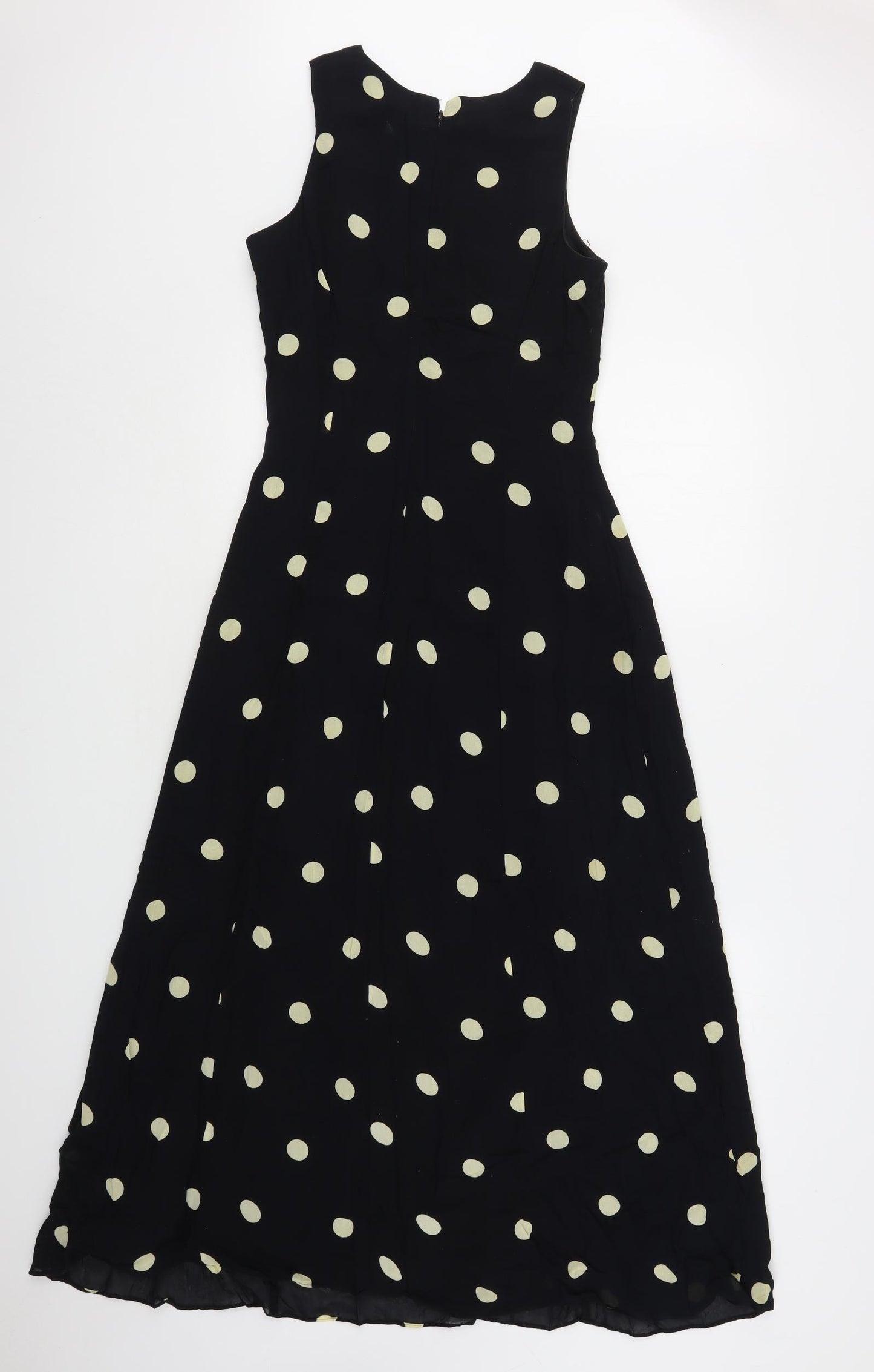 Joseph Ridkoff  Womens Black Polka Dot Rayon A-Line  Size 10  Round Neck
