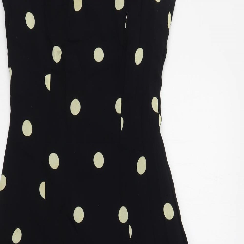 Joseph Ridkoff  Womens Black Polka Dot Rayon A-Line  Size 10  Round Neck