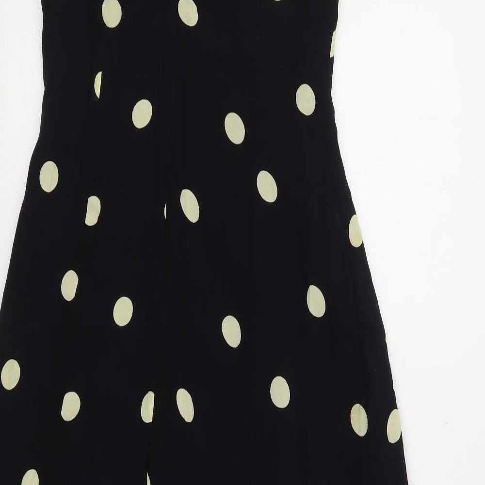 Joseph Ridkoff  Womens Black Polka Dot Rayon A-Line  Size 10  Round Neck
