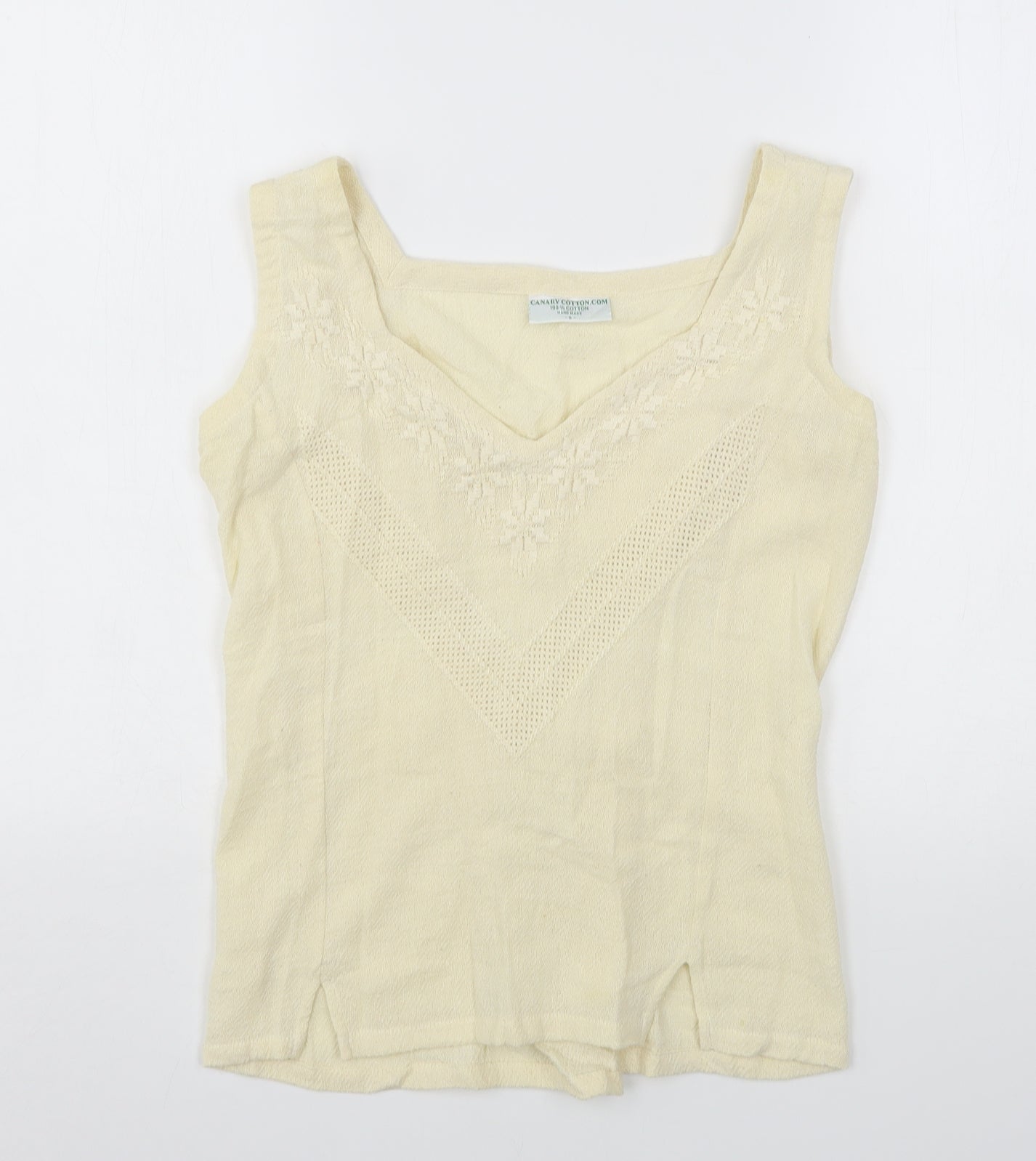 Canary Cotton  Womens Beige  Cotton Basic Tank Size S V-Neck