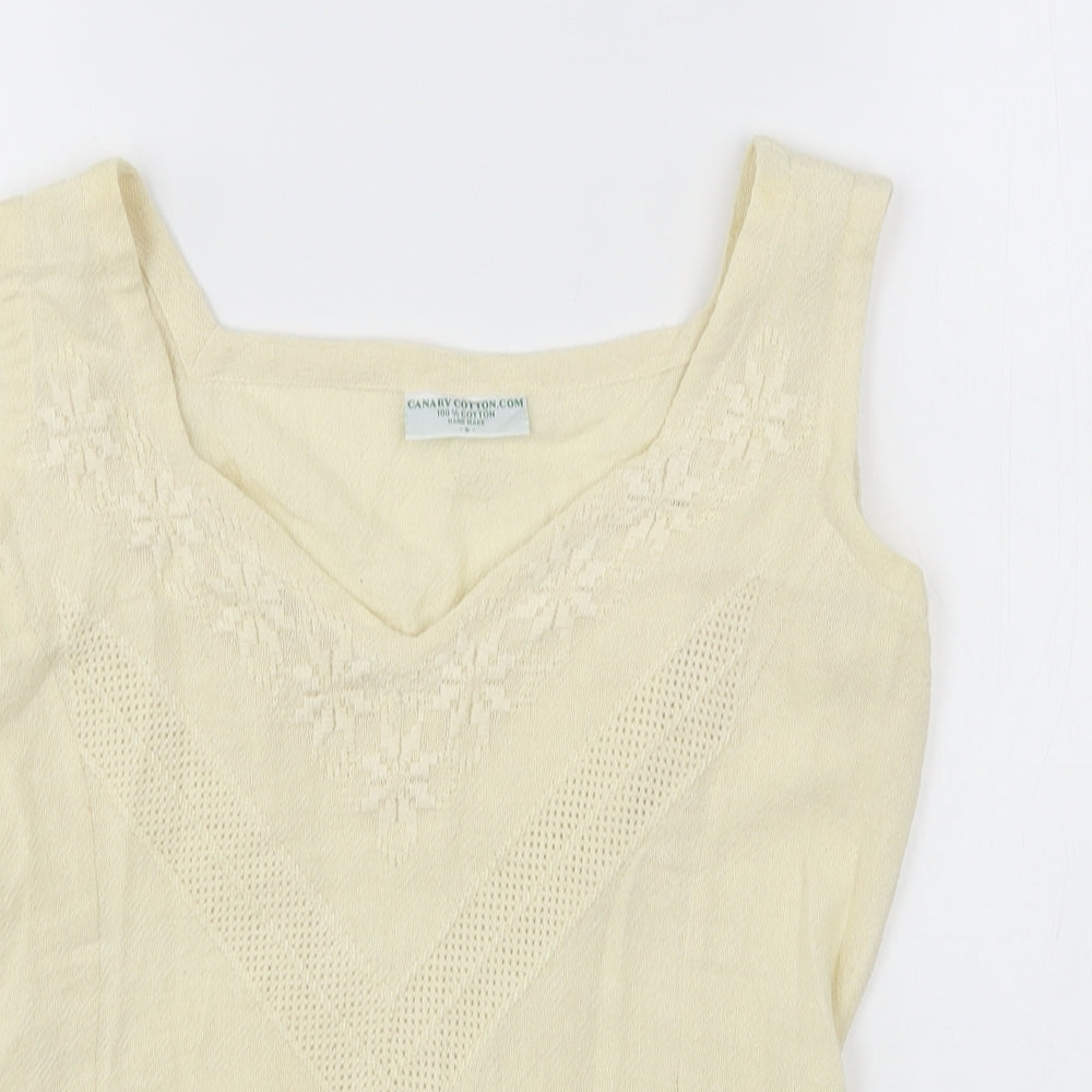 Canary Cotton  Womens Beige  Cotton Basic Tank Size S V-Neck