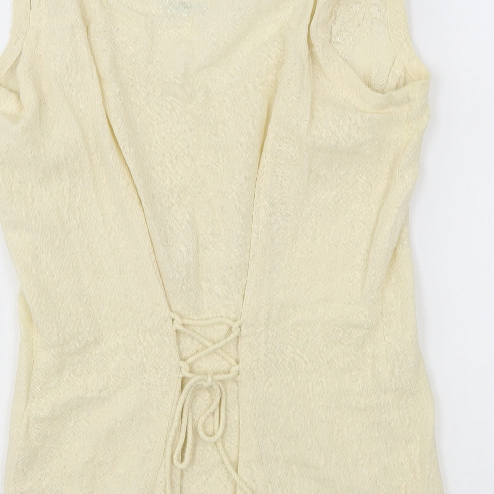 Canary Cotton  Womens Beige  Cotton Basic Tank Size S V-Neck