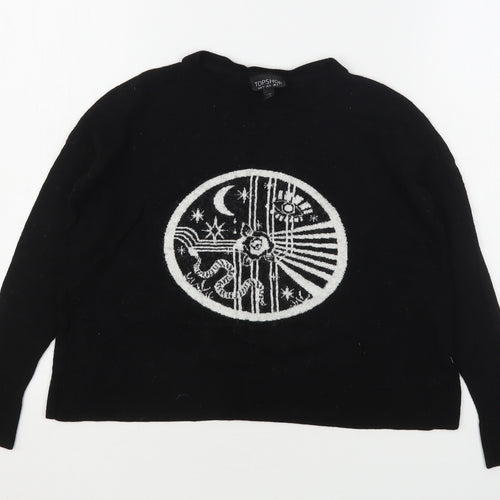 Topshop Womens Black  Viscose Pullover Sweatshirt Size 4