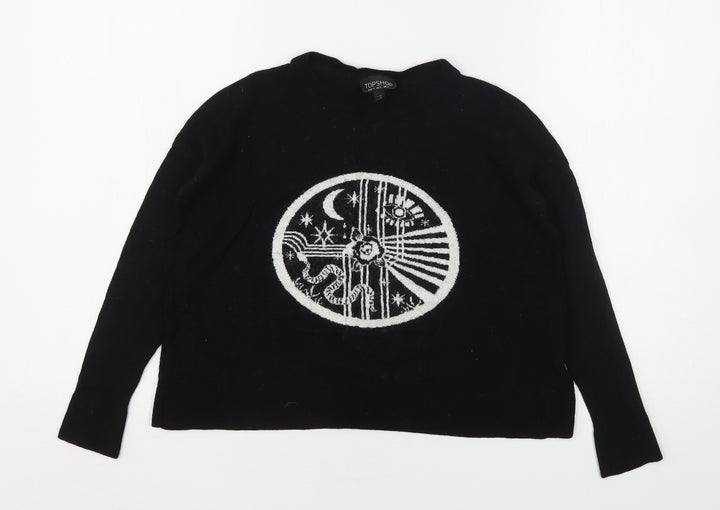 Topshop Womens Black  Viscose Pullover Sweatshirt Size 4