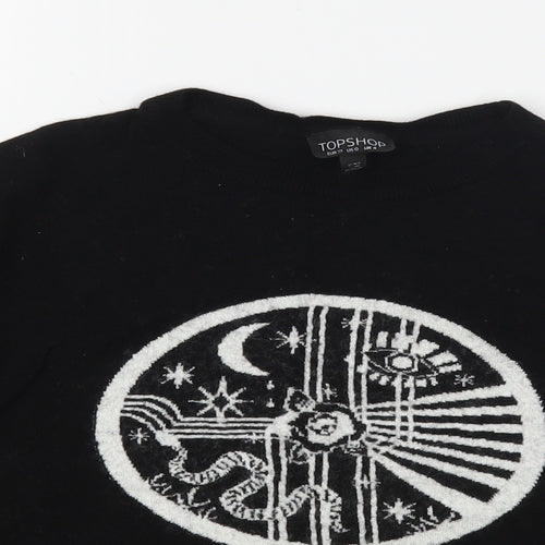 Topshop Womens Black  Viscose Pullover Sweatshirt Size 4