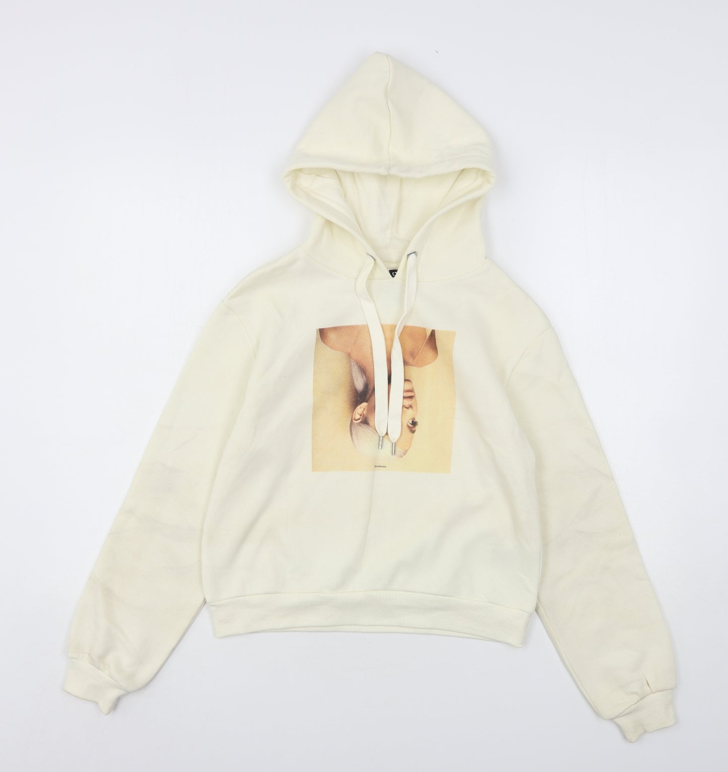 H&M Womens Beige  Cotton Pullover Hoodie Size XS   - Ariana Grande