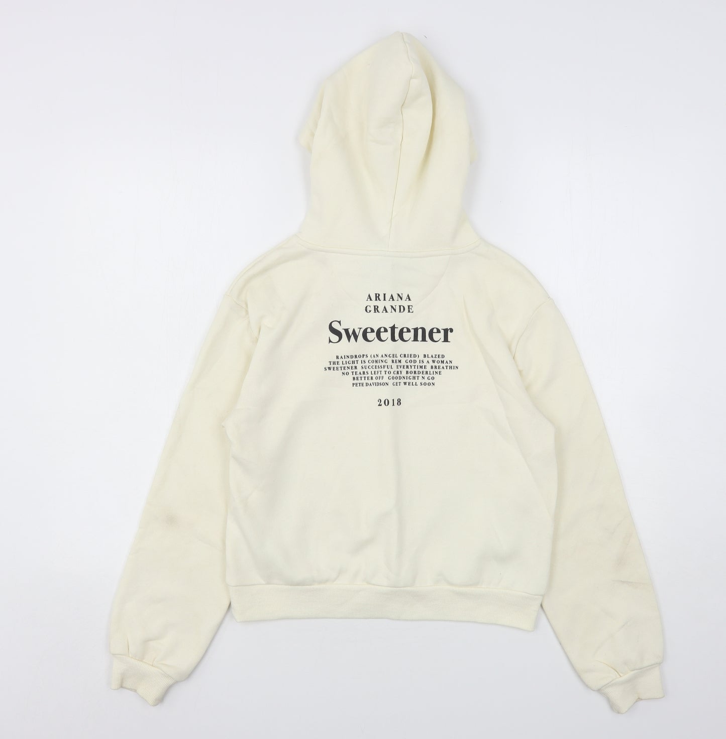 H&M Womens Beige  Cotton Pullover Hoodie Size XS   - Ariana Grande