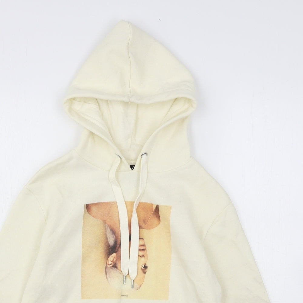 H&M Womens Beige  Cotton Pullover Hoodie Size XS   - Ariana Grande