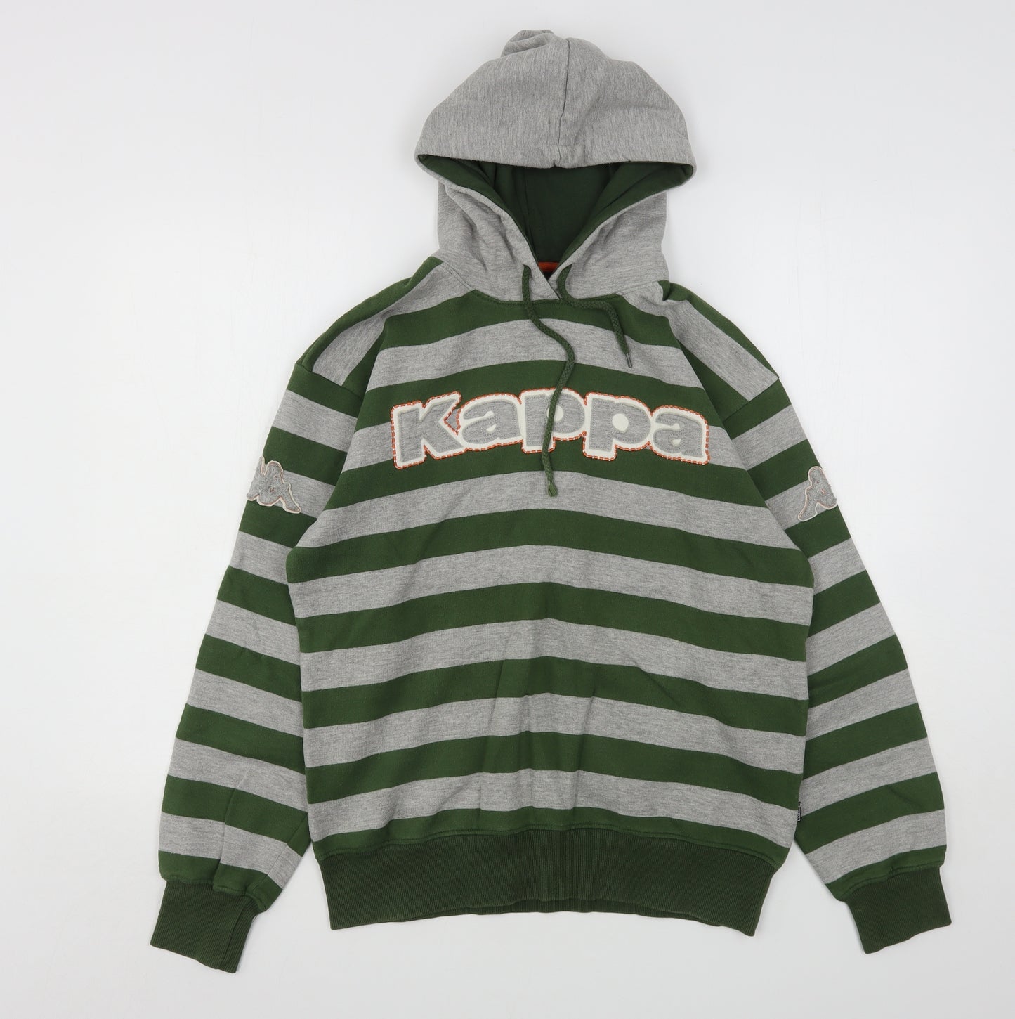 Kappa Womens Green Striped Cotton Pullover Hoodie Size M
