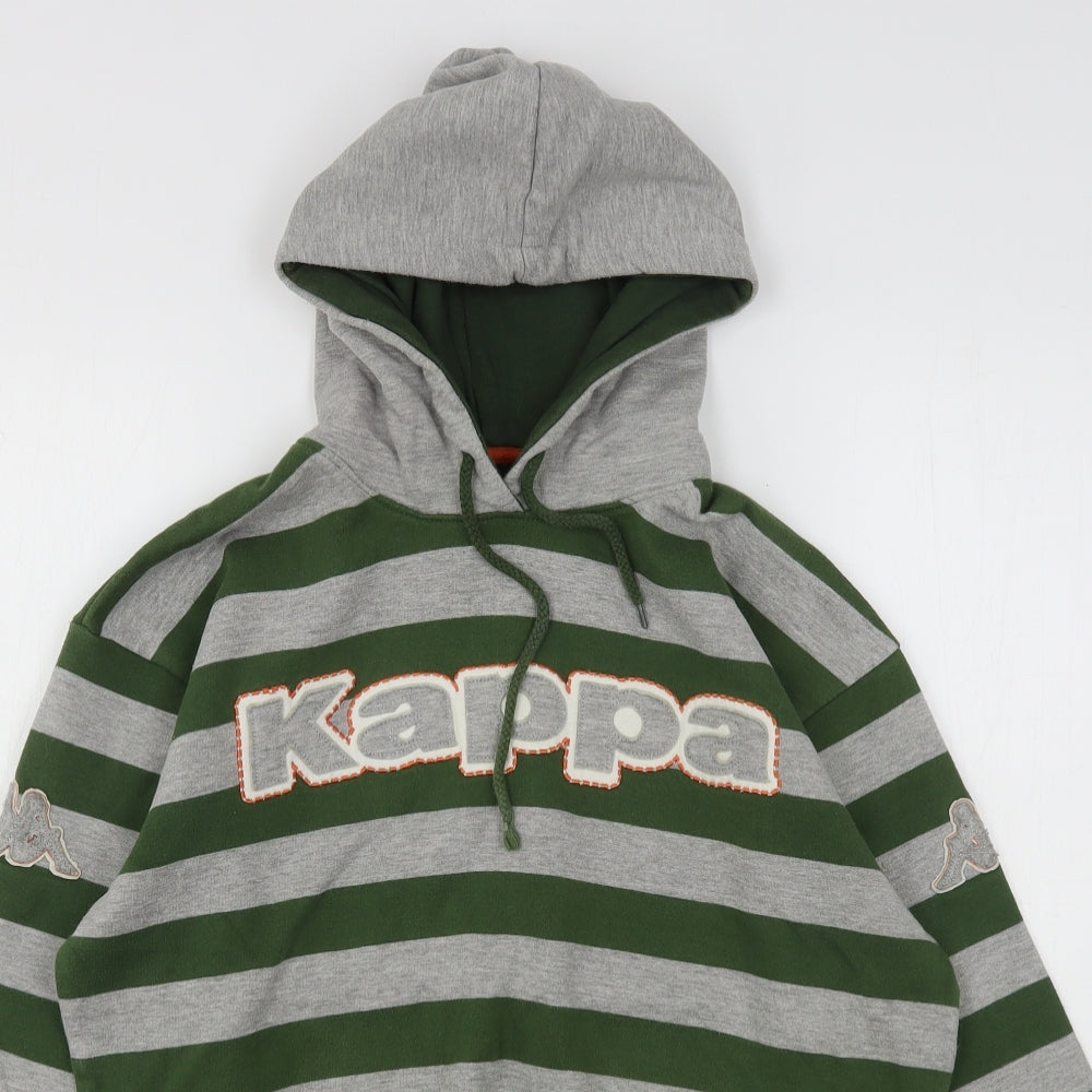 Kappa Womens Green Striped Cotton Pullover Hoodie Size M