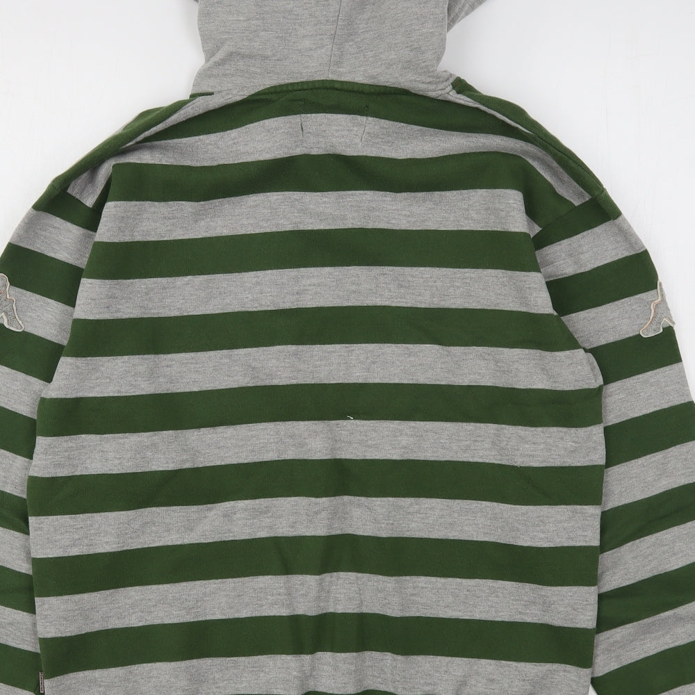 Kappa Womens Green Striped Cotton Pullover Hoodie Size M