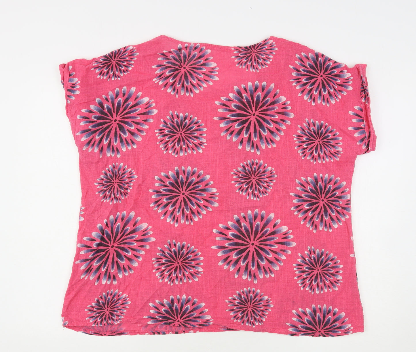 Gerard Womens Pink Geometric Cotton Basic T-Shirt Size M Round Neck