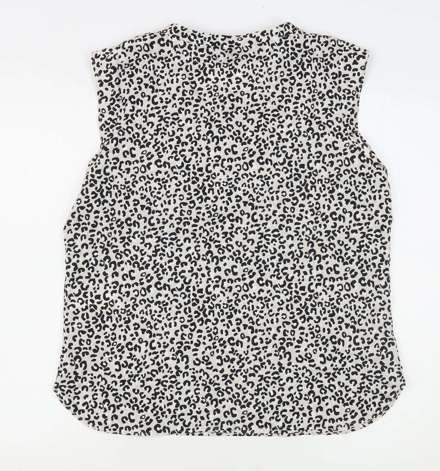 DKNY Womens Multicoloured Animal Print Polyester Basic Blouse Size L Round Neck