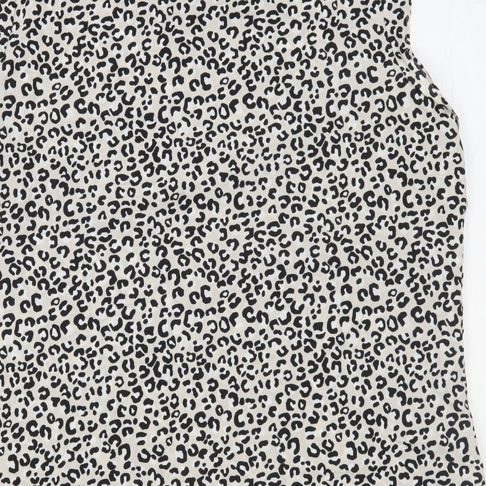 DKNY Womens Multicoloured Animal Print Polyester Basic Blouse Size L Round Neck