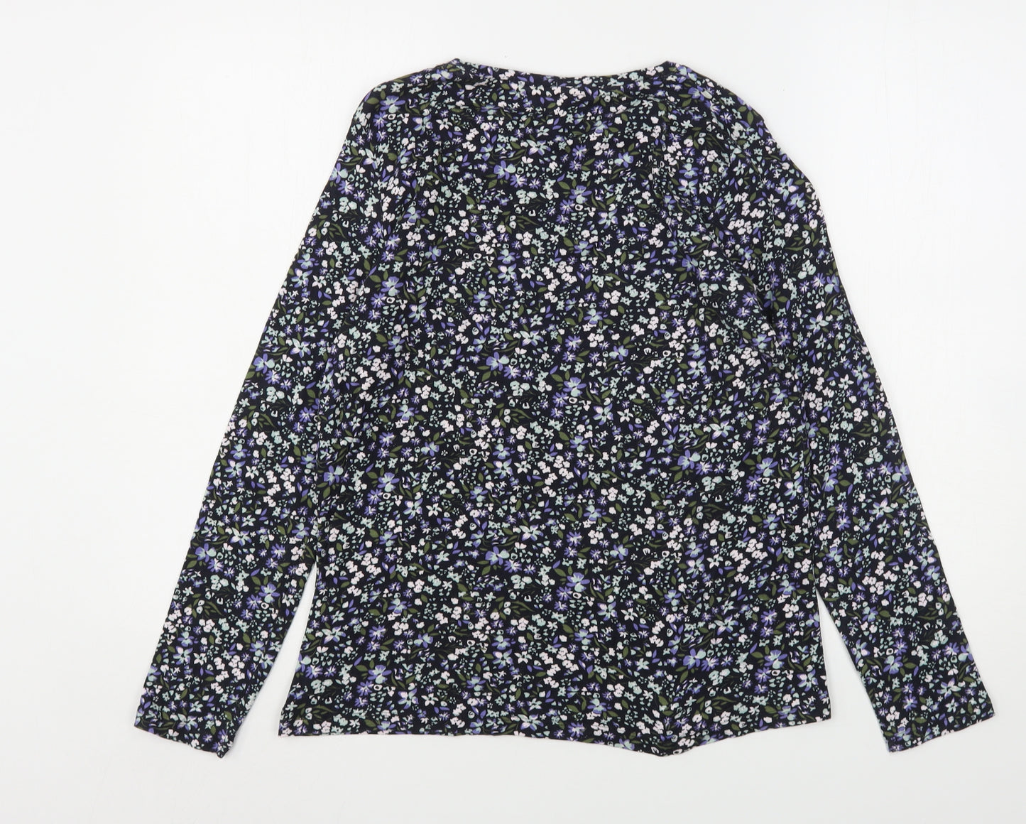 Marks and Spencer Womens Multicoloured Floral Cotton Basic T-Shirt Size 18 Round Neck