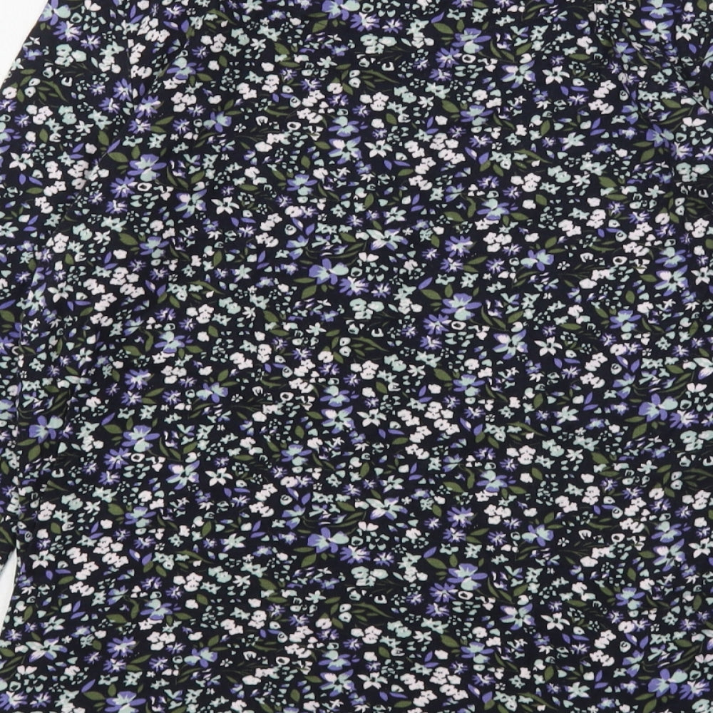 Marks and Spencer Womens Multicoloured Floral Cotton Basic T-Shirt Size 18 Round Neck